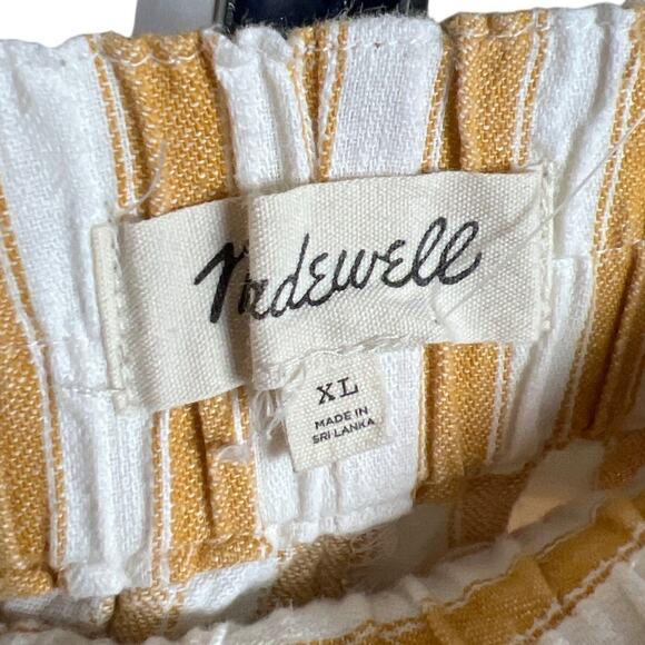 Madewell XL Tapered Huston Pull-On Crop Pants in Stripe White Yellow - Picture 2 of 7